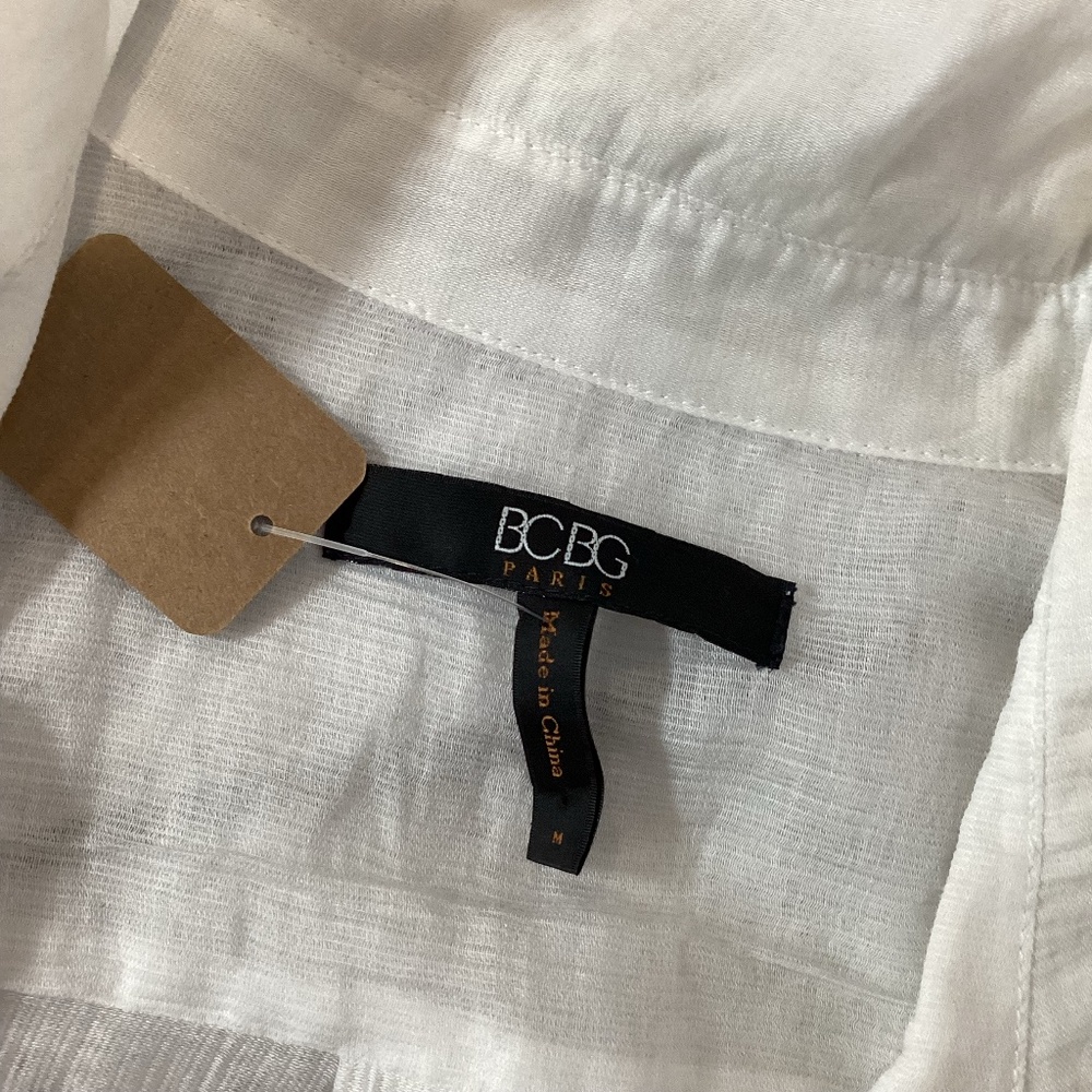 1502. Bcbg Sheer Button-Down Blouse Size M Vguc - image 6